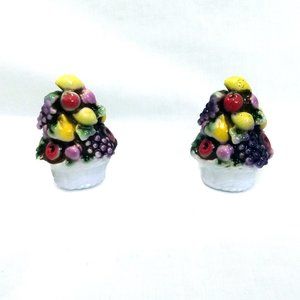 Vintage Pair Of Miniature-Maruri Masterpiece China Fruit Topiaries-Fruit Baskets